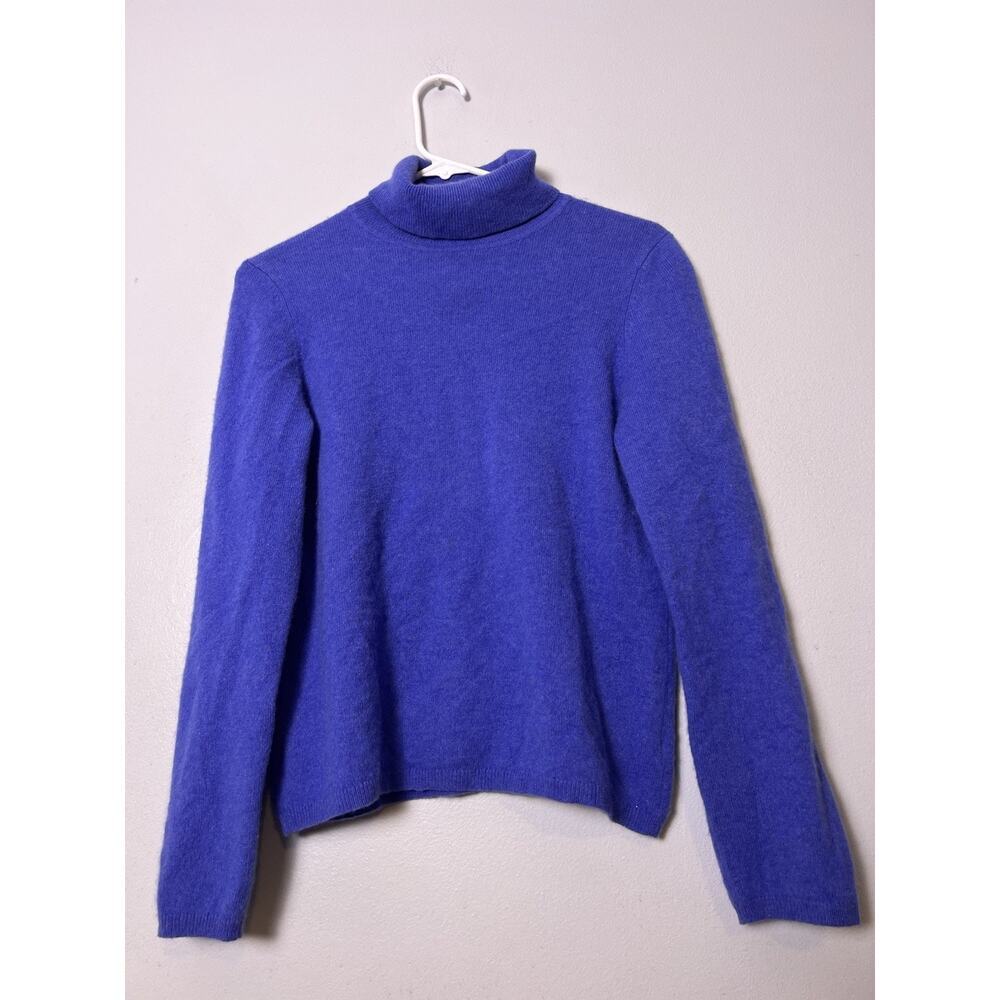 Charter Club Women's 2-ply 100% cashmere Turtleneck Sweater Blue Sz L